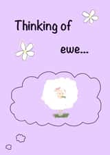 thinking of you thinking of ewe Card 40847 created by Petals & Puns