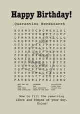 Quarantine/Lockdown Wordsearch Happy Birthday Card created by Funnilyenough
