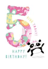 panda 5th Birthday Card 2059 created by Pink Pig