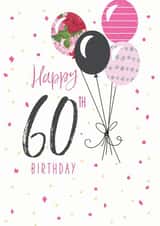 Classic 60th Birthday Card - For Her - Balloons created by Clare Joys