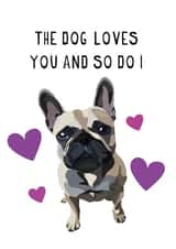 frenchie french bulldog Love & Friendship Card 17136 created by Rebecca Enos 