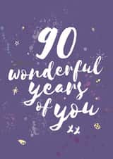 90th Birthday Celebration Card - Wonderful You created by Bow & Bell