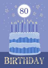 80th Birthday Modern Blue Cake Card created by Dale Simpson