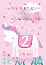 Granddaughter Age 2 Unicorn Birthday Card created by Juniper and Rose Studio