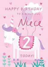 Niece Age 2 Unicorn Birthday Card created by Juniper and Rose Studio