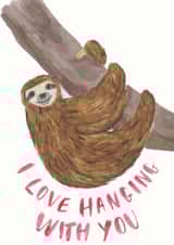 Hanging Sloth Card created by Laura Jayne Lettering