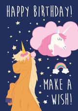 Unicorn Make a Wish Birthday Card created by @donosdoodles
