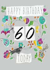 Classic 60th Birthday Card - For Her - Flowers created by Perkins & Morley