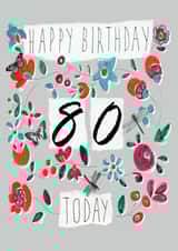 Classic 80th Birthday Card - For Her - Flowers created by Perkins & Morley