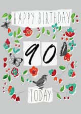 Classic 90th Birthday Card - Flowers - For Her created by Perkins & Morley