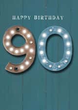 Classic 90th Birthday Card - Lights - Number created by Lucy Ledger