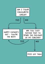 Rude Fathers Day Card - Dad - Flow Chart - Am I Your Favourite Child created by Pack a Punch Designs
