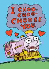 Cute Train Anniversary Card / Valentines Day Card - Choo Choo - Train - I Choo-Choo Choose You created by Hipsteroo
