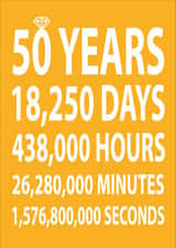 Cute 50 Years Breakdown Anniversary Card - 50 Years - 18,250 Days, 438,000 Hours, 26,280,000 Minutes, 1,576,800,000 Seconds created by Dottie Mottie