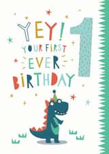 First Ever Birthday card -  Cute Dinosaur - 1st Birthday created by Dotty Black
