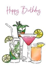 Pretty Birthday card - Cocktails - Happy Birthday created by Dannie Georgina