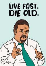 The Office David Brent, Ricky Gervais, Live Fast Die Old Card created by Charles Makes