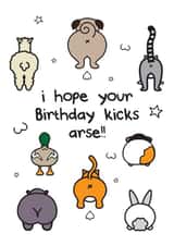 A Kick Arse Animal Bum Birthday Card created by Innabox