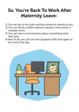 maternity leave back to work New Baby Card 18369 created by Kim&Tonic