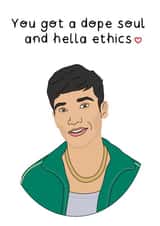 Jason Mendoza the good place Anniversary Card 40143 created by Helen Bicknell