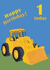 Age 1 birthday digger card created by lovetractors
