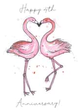 Pretty Flamingo Anniversary Card - 4 Years - Happy 4th Anniversary created by Shiv Makes Things