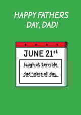 Funny Father's Day Card – "Laugh at Terrible Dad Jokes" Cartoon Calendar Design created by Stevie Doodles