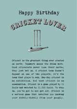 Classic and funny Birthday card for Cricket Lovers created by Coulson Macleod