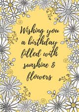 yellow sunshine and flowers birthday card created by Rebecca Handy
