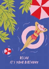 Arty Birthday Card - Relax - Pool created by Fran Butler