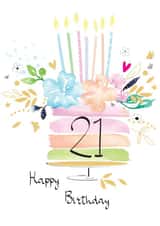 21st Floral Birthday Cake Card created by SABIVO Design by Sabina