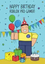 Roblox pro gamer birthday card created by Evie Garnett Designs