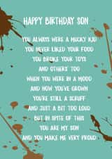 Son poem Birthday Card 17918 created by Jenny Bowman