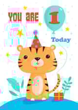 Children's age 1 Cute Tiger Birthday card created by Dale Simpson