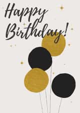 Gold balloons birthday card created by Levi & Mabel