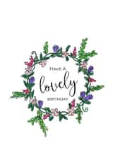 lovely floral wreath Birthday Card 19121 created by JMountford Art