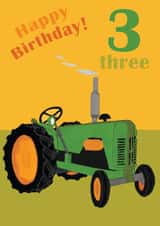 Age 3 birthday tractor card created by lovetractors