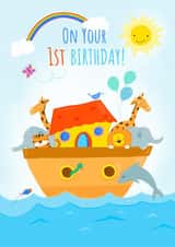 Children's 1st Birthday Noah's Ark card created by Dale Simpson