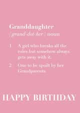 The definition of a Granddaughter birthday card created by SnailMail