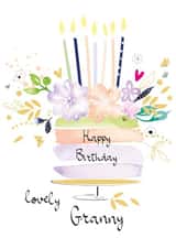 Granny Floral Birthday Cake Card created by SABIVO Design by Sabina