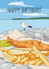 Seaside fish and chips birthday card created by Evie Garnett Designs