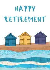 Happy Retirement beach huts coastal card created by NaviStitch