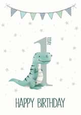 Happy 1st Birthday dinosaur Card - baby’s first birthday - T rex card - dinosaur created by SVHIllustration