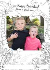 Personalised Birthday Photo Card created by thortful Designs - dinosaurs colour Birthday Personalised Photo Card 18537
