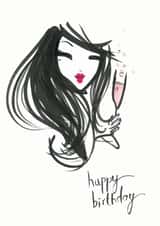 girl champagne Birthday Card 19107 created by Miss Magpie Fashion Spy