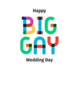 Happy big gay wedding day - Rainbow LGBT wedding card created by POP FIZZ