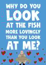 Send this funny card to that fish loving man in your life - birthday, valentines created by Naomi Park
