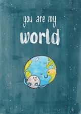 Heartfelt Anniversary Card / Valentines Day Card / Father's Day Card / Mothers Day Card - Space - You Are My World created by madeofsquares
