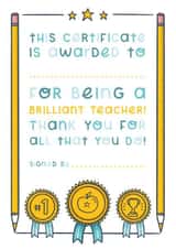 Brilliant Teacher Award Card created by Joanne Hawker
