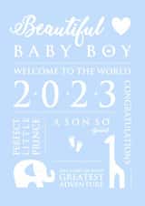Beautiful new baby boy 2023 newborn card created by Little Letters with Love